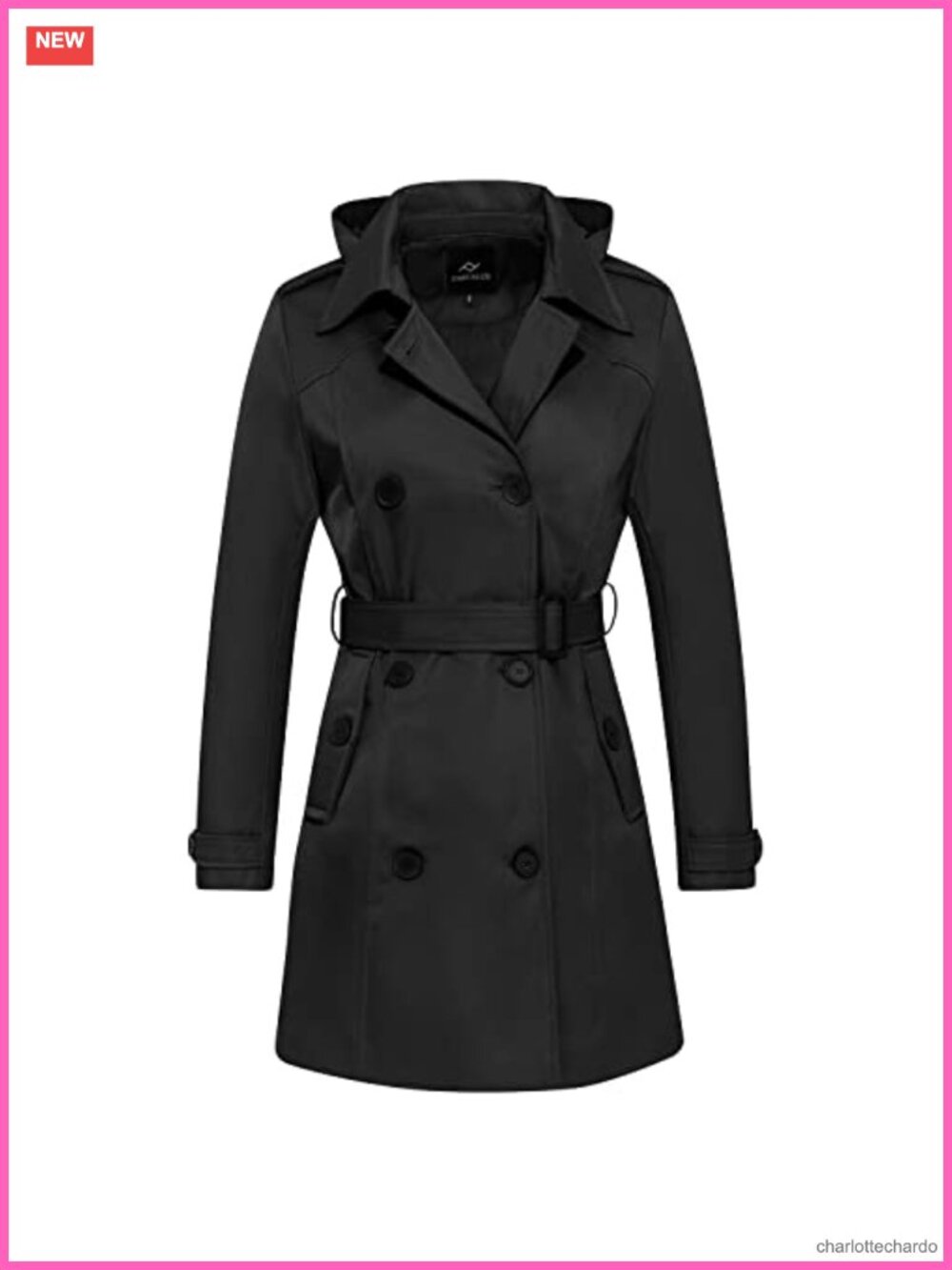 Waterproof Trench Coat Double Breasted Windbreaker Classic Belted Lapel